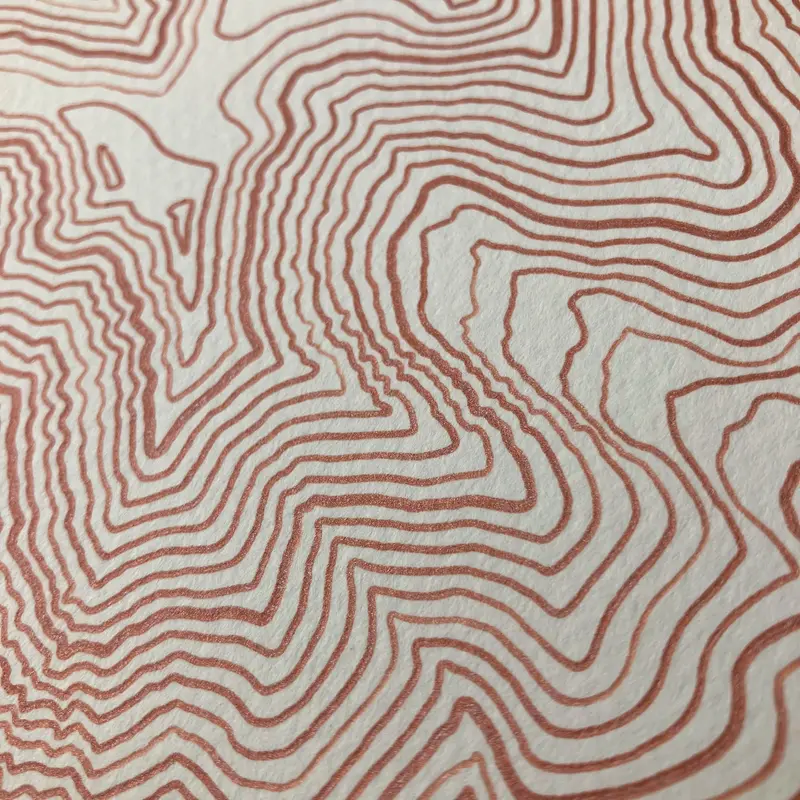 Framed pen-plotted topographic map in the cream colorway displayed in a real room, from the same series as this topographic map of Borah Peak, Idaho