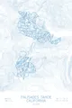 Pen-plotted topographic ski map of Palisades Tahoe, California in blue ink on white paper