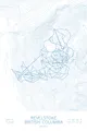 Pen-plotted topographic ski map of Revelstoke, British Columbia in blue ink on white paper