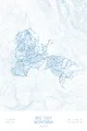 Pen-plotted topographic ski map of Big Sky, Montana in blue ink on white paper