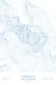 Pen-plotted topographic ski map of Kirkwood, California in blue ink on white paper