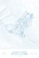 Pen-plotted topographic ski map of Kicking Horse, British Columbia in blue ink on white paper