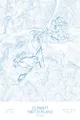Pen-plotted topographic ski map of Zermatt, Switzerland in blue ink on white paper