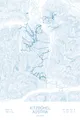 Pen-plotted topographic ski map of Kitzbühel, Austria in blue ink on white paper