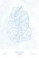 Pen-plotted topographic ski map of Solitude, Utah in blue ink on white paper