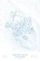 Pen-plotted topographic ski map of Crested Butte, Colorado in blue ink on white paper
