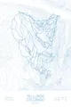 Pen-plotted topographic ski map of Telluride, Colorado in blue ink on white paper