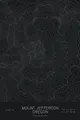 Pen-plotted topographic map of Mount Jefferson, Oregon in white ink on black paper