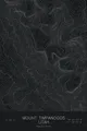 Pen-plotted topographic map of Mount Timpanogos, Utah in white ink on black paper