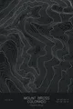 Pen-plotted topographic map of Mount Bross, Colorado in white ink on black paper