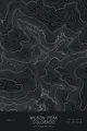 Pen-plotted topographic map of Wilson Peak, Colorado in white ink on black paper