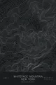 Pen-plotted topographic map of Whiteface Mountain, New York in white ink on black paper