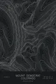Pen-plotted topographic map of Mount Democrat, Colorado in white ink on black paper