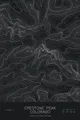 Pen-plotted topographic map of Crestone Peak, Colorado in white ink on black paper