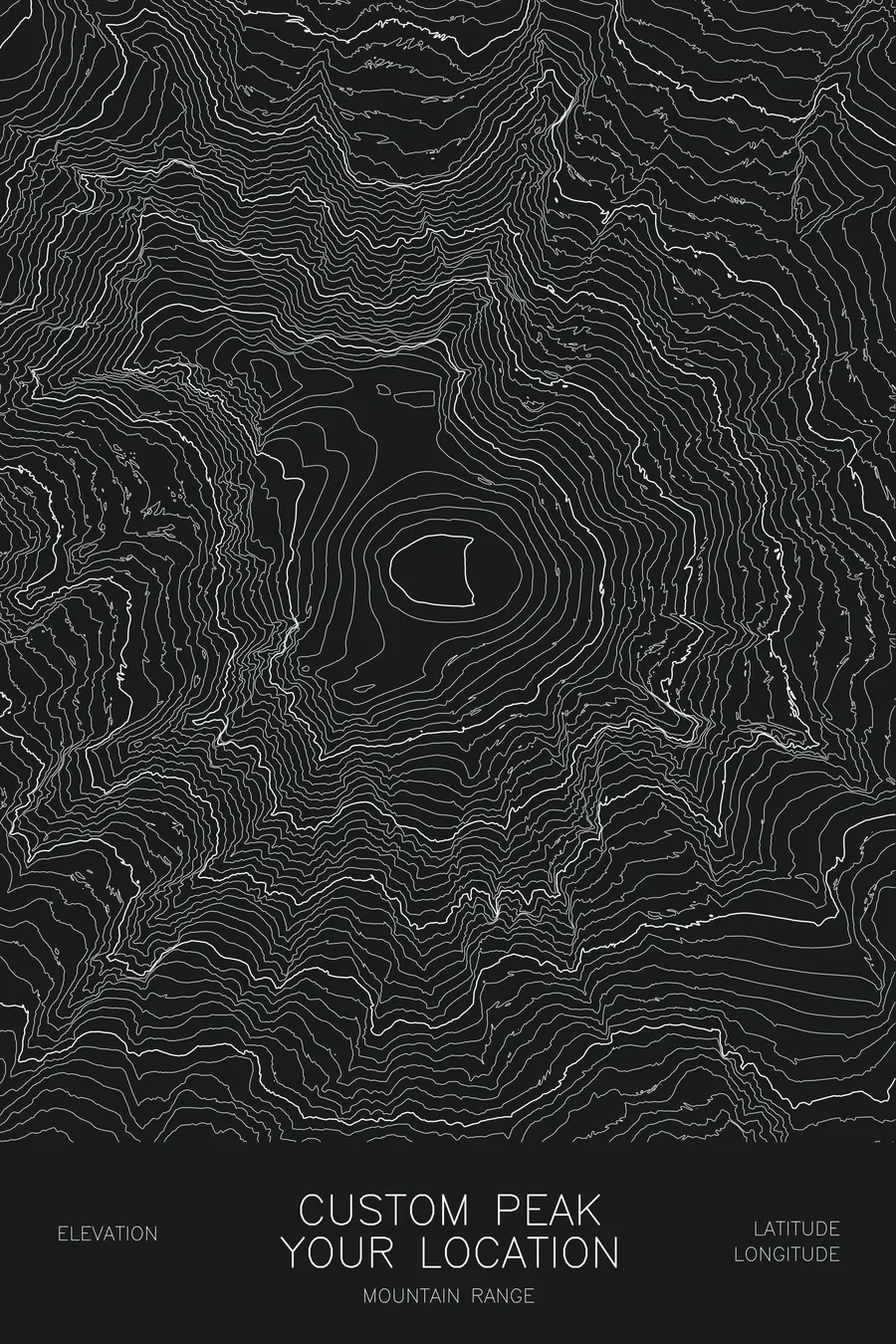 Custom Mountain Map, Black colorway