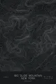 Pen-plotted topographic map of Big Slide Mountain, New York in white ink on black paper