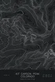 Pen-plotted topographic map of Kit Carson Peak, Colorado in white ink on black paper