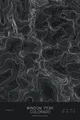 Pen-plotted topographic map of Windom Peak, Colorado in white ink on black paper