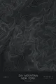 Pen-plotted topographic map of Dix Mountain, New York in white ink on black paper