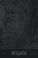 Pen-plotted topographic map of Mount Lincoln, New Hampshire in white ink on black paper