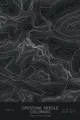 Pen-plotted topographic map of Crestone Needle, Colorado in white ink on black paper