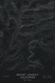 Pen-plotted topographic map of Mount Langley, California in white ink on black paper