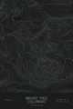 Pen-plotted topographic map of Mount Yale, Colorado in white ink on black paper