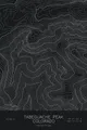 Pen-plotted topographic map of Tabeguache Peak, Colorado in white ink on black paper