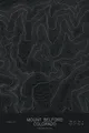 Pen-plotted topographic map of Mount Belford, Colorado in white ink on black paper