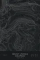 Pen-plotted topographic map of Mount Lincoln, Colorado in white ink on black paper