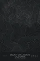 Pen-plotted topographic map of Mount San Jacinto, California in white ink on black paper