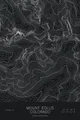 Pen-plotted topographic map of Mount Eolus, Colorado in white ink on black paper