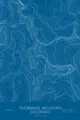 Pen-plotted topographic map of Snowmass Mountain, Colorado in white ink on blue paper