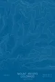 Pen-plotted topographic map of Mount Antero, Colorado in white ink on blue paper