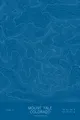 Pen-plotted topographic map of Mount Yale, Colorado in white ink on blue paper