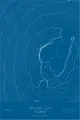 Pen-plotted topographic map of Mauna Loa, Hawaii in white ink on blue paper
