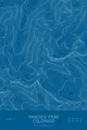 Pen-plotted topographic map of Handies Peak, Colorado in white ink on blue paper