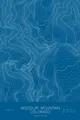 Pen-plotted topographic map of Missouri Mountain, Colorado in white ink on blue paper