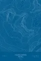 Pen-plotted topographic map of Huascaran, Peru in white ink on blue paper
