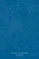 Pen-plotted topographic map of Mount Jefferson, Oregon in white ink on blue paper