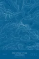 Pen-plotted topographic map of Crestone Peak, Colorado in white ink on blue paper