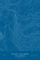 Pen-plotted topographic map of Mount Columbia, Colorado in white ink on blue paper