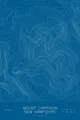 Pen-plotted topographic map of Mount Carrigain, New Hampshire in white ink on blue paper