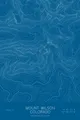 Pen-plotted topographic map of Mount Wilson, Colorado in white ink on blue paper