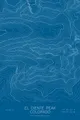 Pen-plotted topographic map of El Diente Peak, Colorado in white ink on blue paper