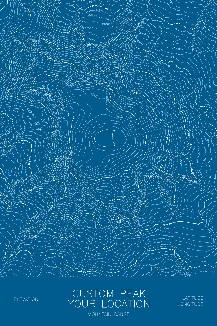 Custom Mountain Map, Blue colorway