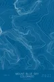 Pen-plotted topographic map of Mount Blue Sky, Colorado in white ink on blue paper