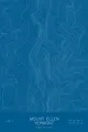Pen-plotted topographic map of Mount Ellen, Vermont in white ink on blue paper