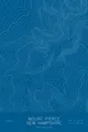 Pen-plotted topographic map of Mount Pierce, New Hampshire in white ink on blue paper