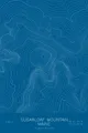 Pen-plotted topographic map of Sugarloaf Mountain, Maine in white ink on blue paper